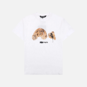Palm Angels Bear Print Sprayed Logo T-shirt White
