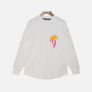 Palm Angels Sprayed Palm Logo Long-Sleeved S-shirt White