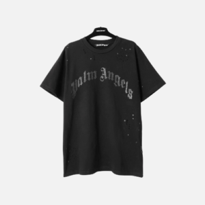 Palm Angels Glittered Logo Classic T-Shirt Black