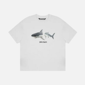 Palm Angels Shark T-shirt White Cotton Jersey