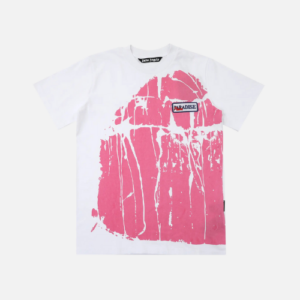 Palm Angels "Scraped Wall" T-shirt White With A Pink Graphic