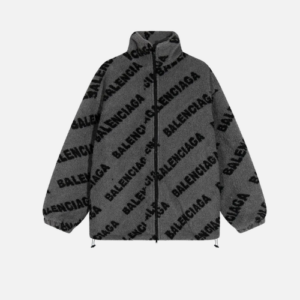 Hoodie Grey Black Writing Balenciaga