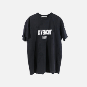 Givenchy Logo-Print Distressed Cotton T-shirt Faded Black