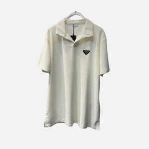Prada Men's White Terry Towelling Polo Shirt