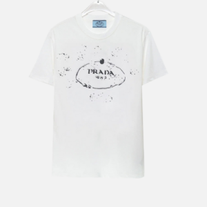 Prada Cotton T-shirt With A Front Logo Print And Distressed Details White