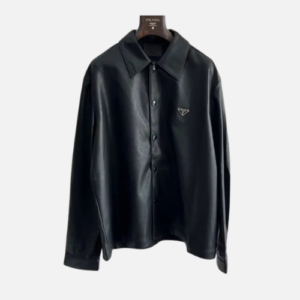 Prada Nappa Leather Shirt Jacket Black