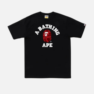 BAPE Color Camo College Tee Black With Red Camouflage Logo