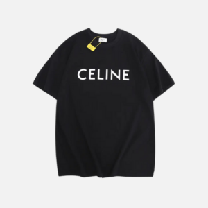 Celine Loose T-Shirt Cotton Jersey Black With A White Logo