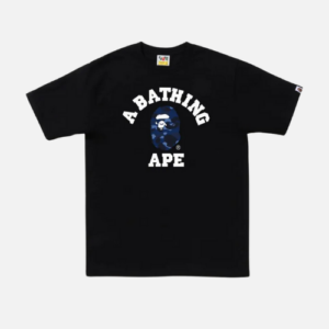 BAPE Color Camo College Tee Black With A Navy Blue Camouflage Pattern