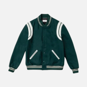 Yves Saint Laurent Teddy Varsity Jacket Forest Green