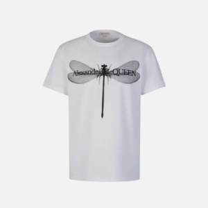 Alexander McQueen Dragonfly-Print Cotton T-Shirt White