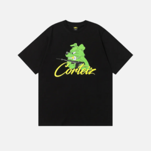 Corteiz K9 Dog Tee Black Cotton With A Green And Yellow Graphic