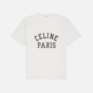 Celine Loose T-Shirt Cotton Jersey With A Celine Paris Logo Print White And Black