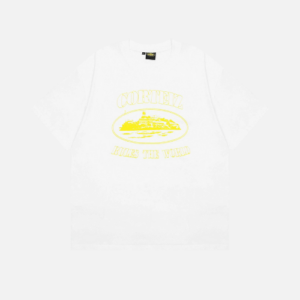 Corteiz Alcatraz Logo-Print T-shirt White With A Yellow