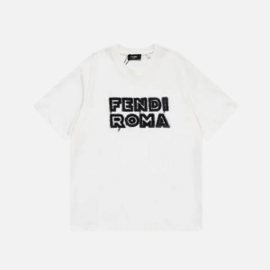 Fendi Roma Cotton Jersey T-shirt With A White Black Logo