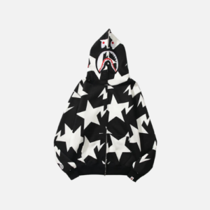 Hoodie Black And White Lightning Stars Pattern Bape