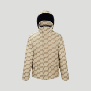 Balenciaga C-Shape Logo Print Puffer Jacket Beige