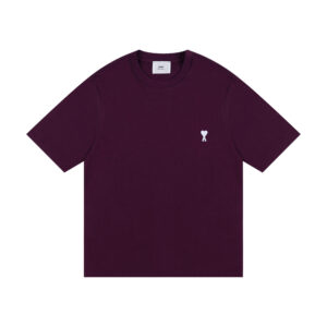 AMI Paris Cropped T-Shirt Maroon
