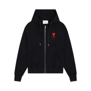 AMI Paris Zipped Hoodie Black