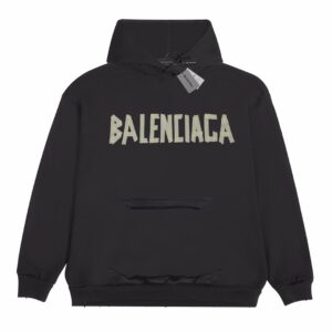 Balenciaga Large Logo Hoodie Black