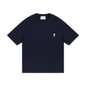 AMI Paris Cropped T-Shirt Navy Blue