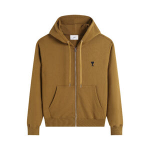 Ami Paris Ami De Coeur Zip-Up Hoodie Beige